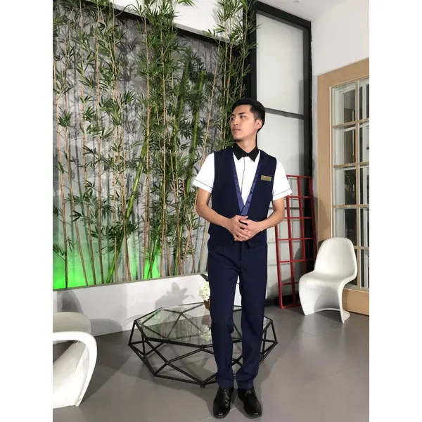 bd-mo-111 定制前台製服設計領結抗皺可水洗西裝製服前台製服供應商|制服展示圖