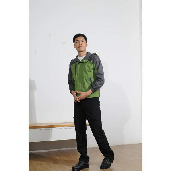 Contrast Single-Layer Hooded Windbreaker (Front Zip)|Uniform product view