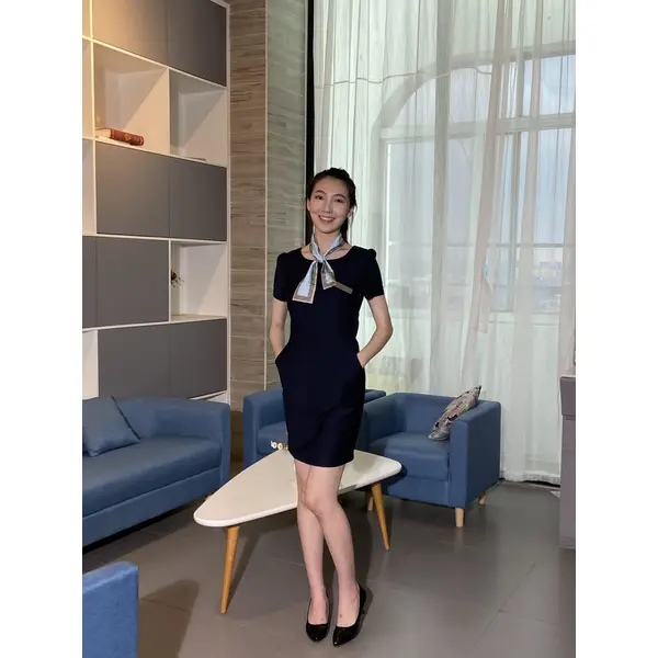 Ribbon One‑piece Dress — Front Desk Uniform|Uniform product view
