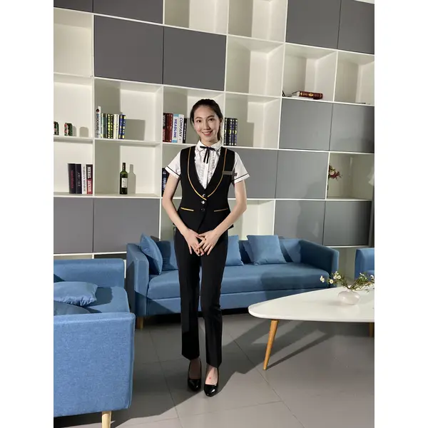 bd-mo-094設計三扣收腰前台製服訂製酒店前台製服職業套裝修身顯瘦前台製服設計公司|制服展示圖
