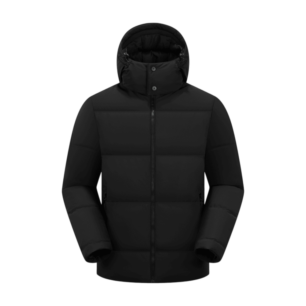黑色防風保暖連帽羽絨服訂造樣式