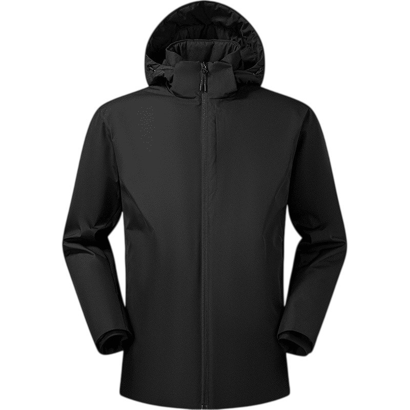 全黑商務防風保暖連帽羽絨服，展現香港專業團體制服訂造的高品質工藝