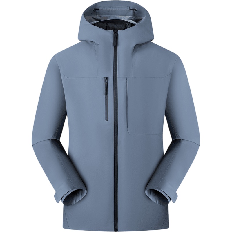 灰藍色防風防水連帽羽絨服訂造款式