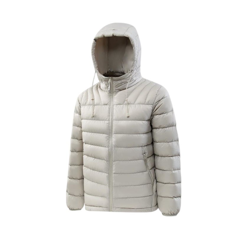 淡米色輕量連帽羽絨服訂造樣本