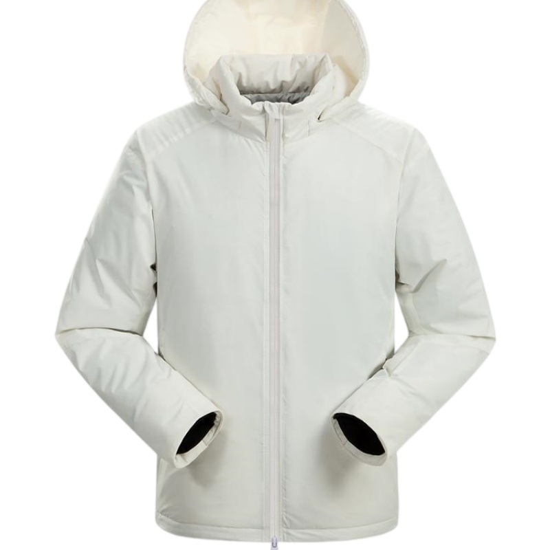 純白色防風連帽羽絨服訂造樣式