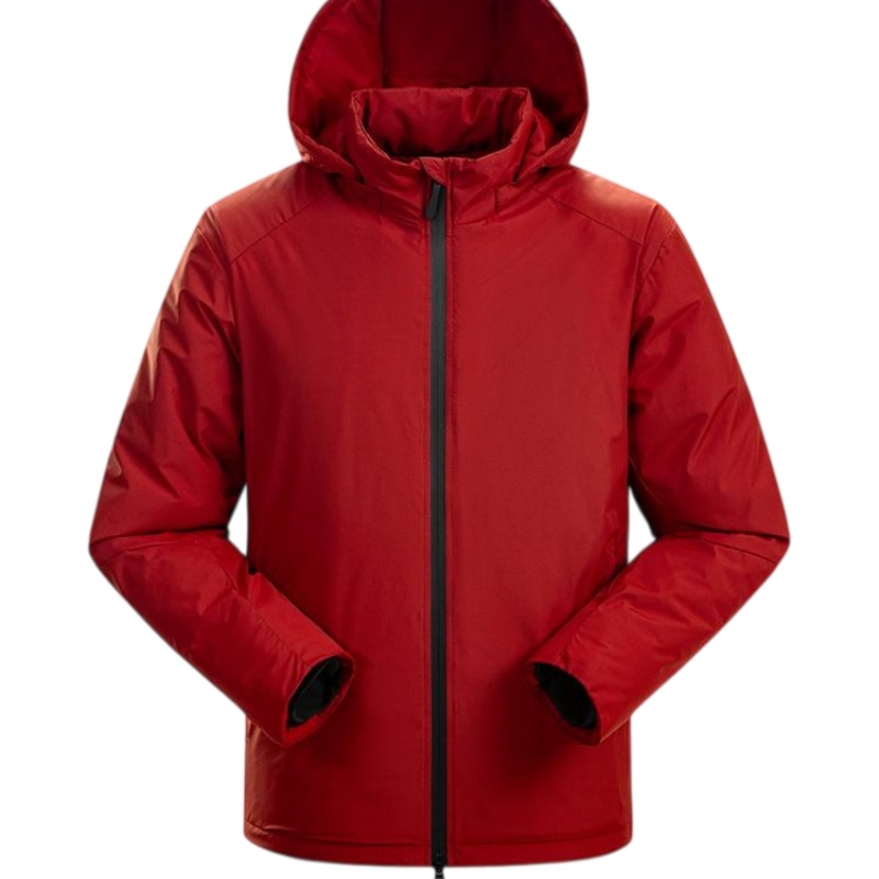 鮮紅色防風保暖連帽羽絨服訂造樣式