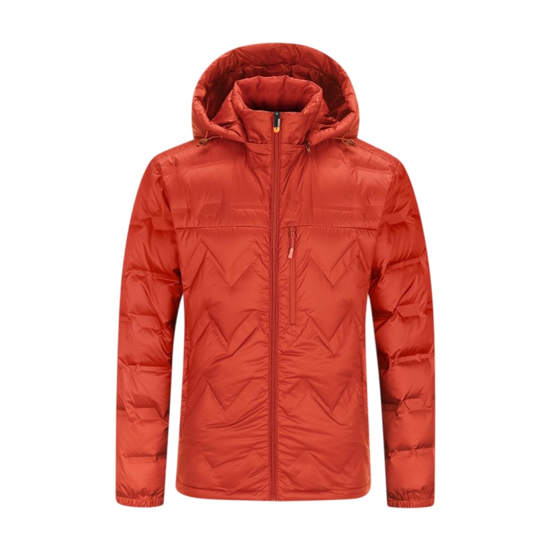 橙紅色防風連帽羽絨服訂造樣式