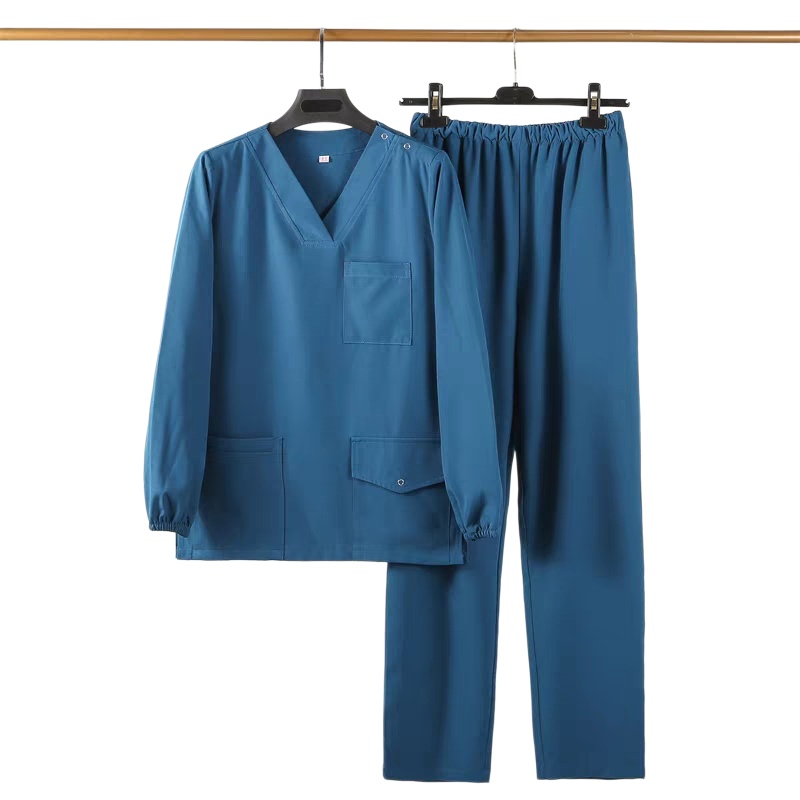 透氣舒適V領洗手服套裝，香港醫護專用制服訂造，專業耐用