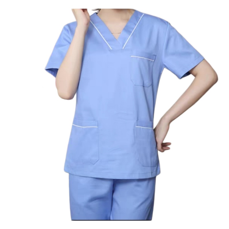 香港專業醫護洗手服訂造：透氣耐磨V領護士服，適用診所、醫院、體檢中心