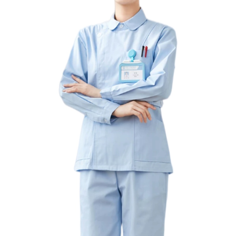 透氣耐磨淺藍長袖護士服套裝 – 診所牙醫體檢中心專業之選