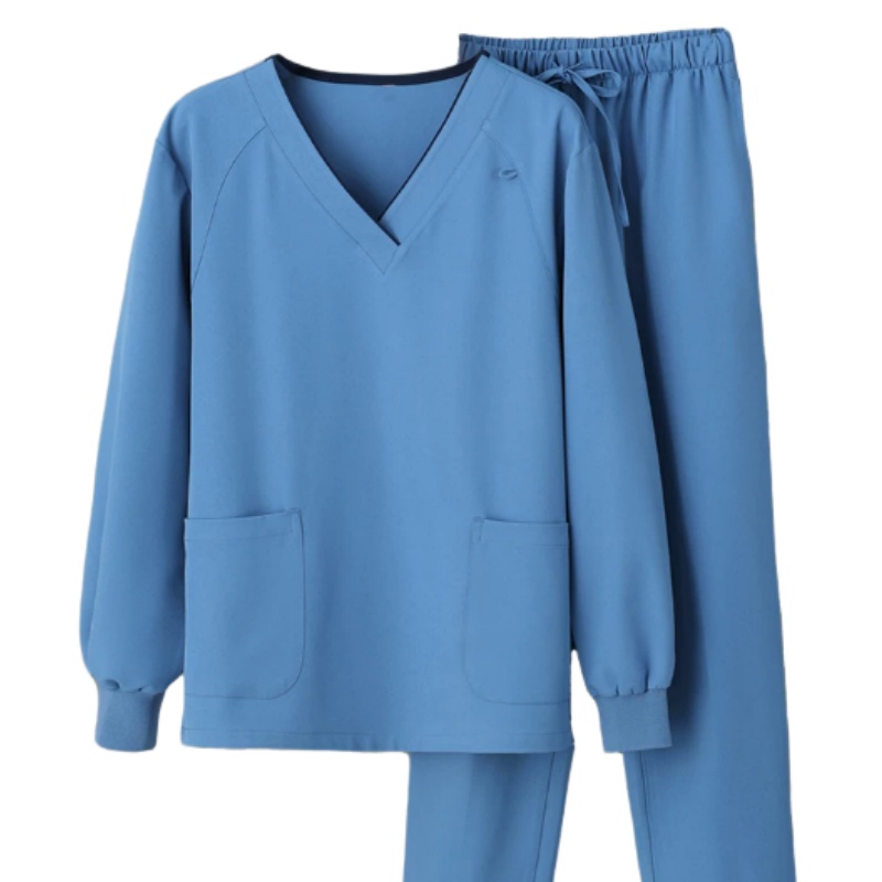 訂購彈力V領長袖洗手服套裝 - 診所牙醫體檢中心醫護人員專用