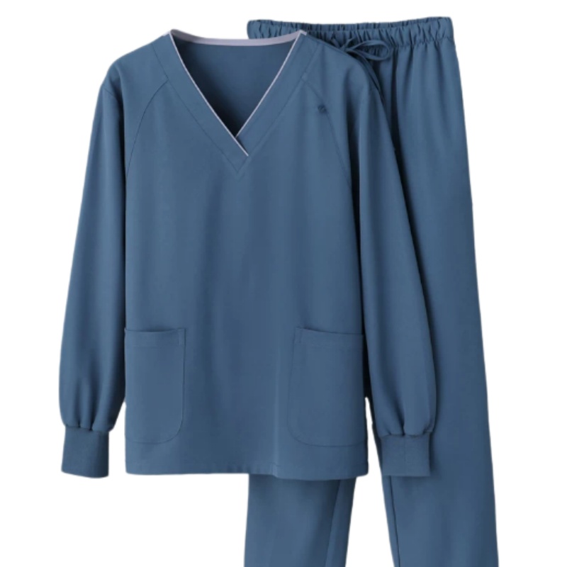 彈力V領長袖洗手服套裝 診所牙醫體檢中心專用