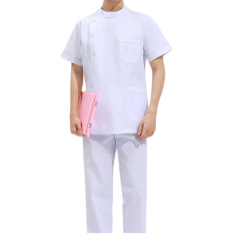 專業男士護士服訂造：純棉透氣短袖立領設計，診所牙醫體檢中心適用