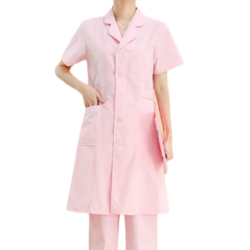 輕柔透氣粉色短袖護士袍 診所牙醫體檢中心專業制服訂造