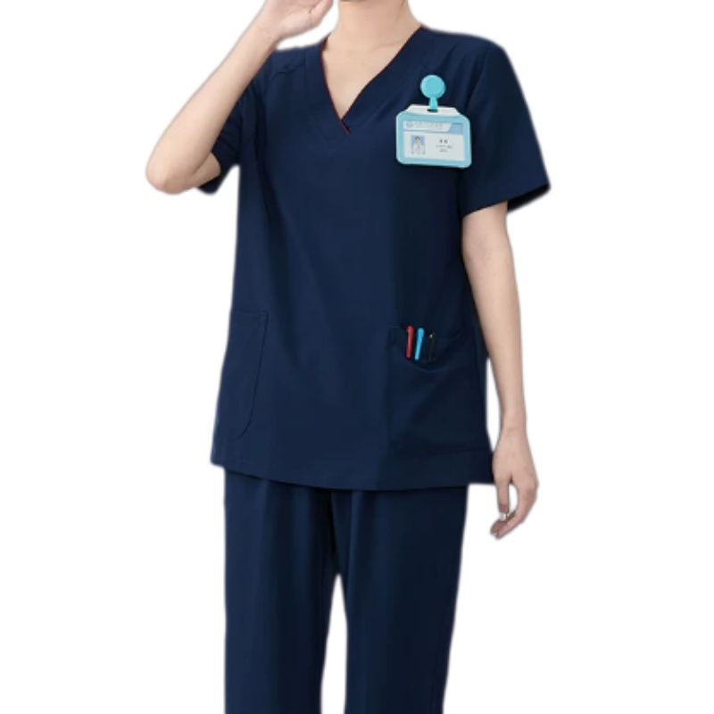 彈力透氣V領洗手服套裝：診所、牙醫、體檢中心專業醫護人員專用