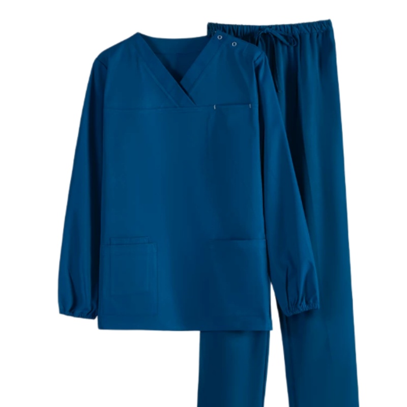 大量購買專業彈力護理服套裝：診所牙醫體檢中心專用，長袖V領舒適耐用