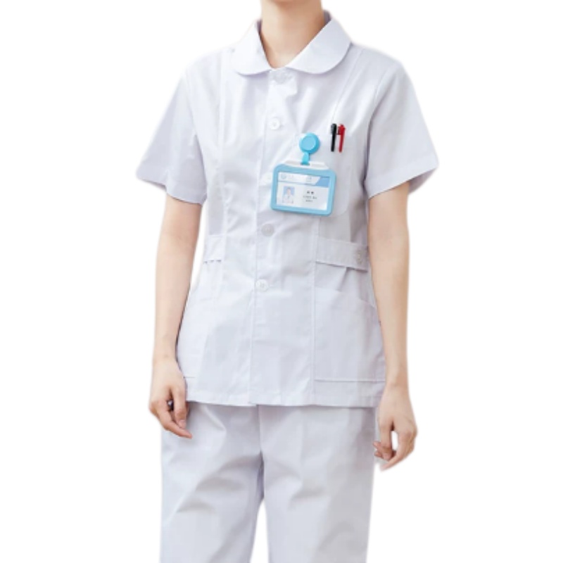 白色短袖圓領護士服套裝 舒適透氣易打理 適用診所牙醫