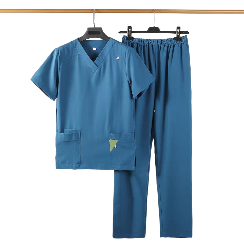 透氣耐磨醫護洗手服套裝：V領短袖設計，舒適機能，專業制服訂造首選
