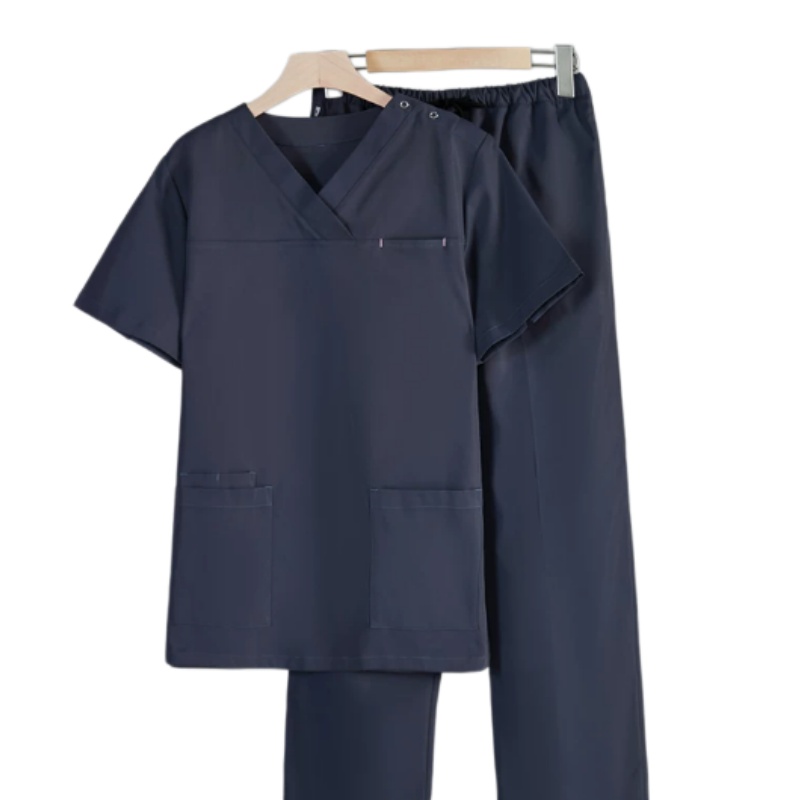 購買專業彈力洗手服：診所牙醫體檢中心專用，舒適耐穿V領短袖套裝