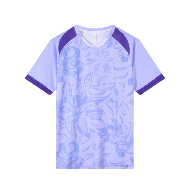 淺紫色幻彩花卉設計透氣排球服訂造