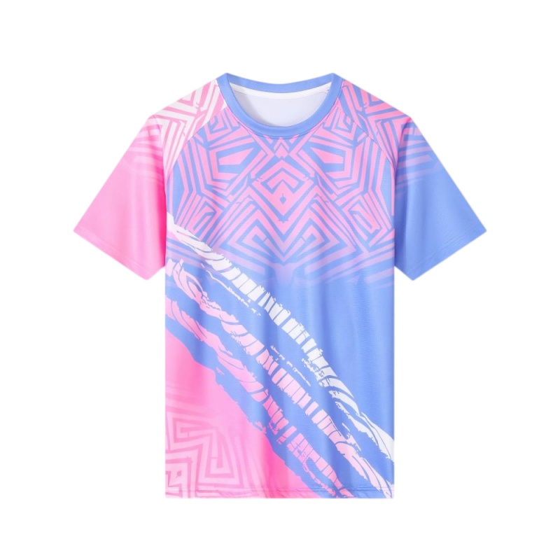 粉藍漸變幾何圖騰排球服訂造款式
