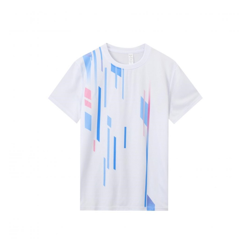 白色幾何線條乒乓球羽毛球服訂造樣本