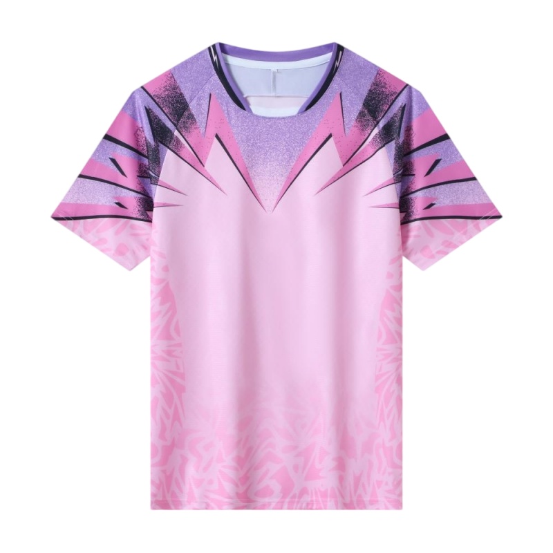 粉紅紫色閃電圖騰短袖排球服訂造款式
