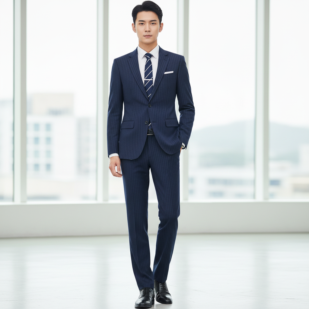 訂製純色西裝套 | 香港訂造深藍細條紋西裝 | 提升專業形象 1