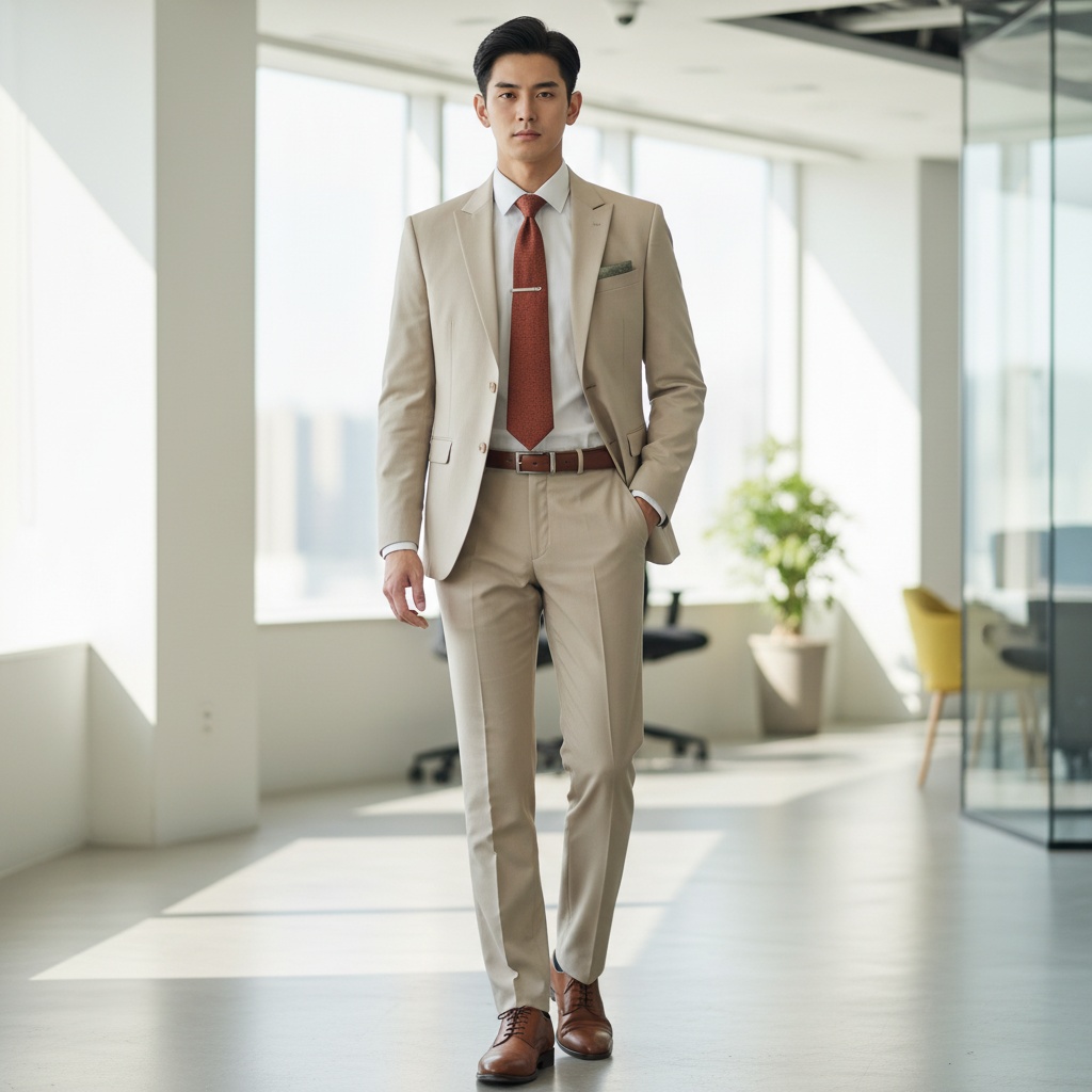 設計米色修身西裝套裝 | 透氣舒適 | 盡顯專業風範 | 團體制服 | 高級訂製 | 修身西裝 | 辦公室制服 1