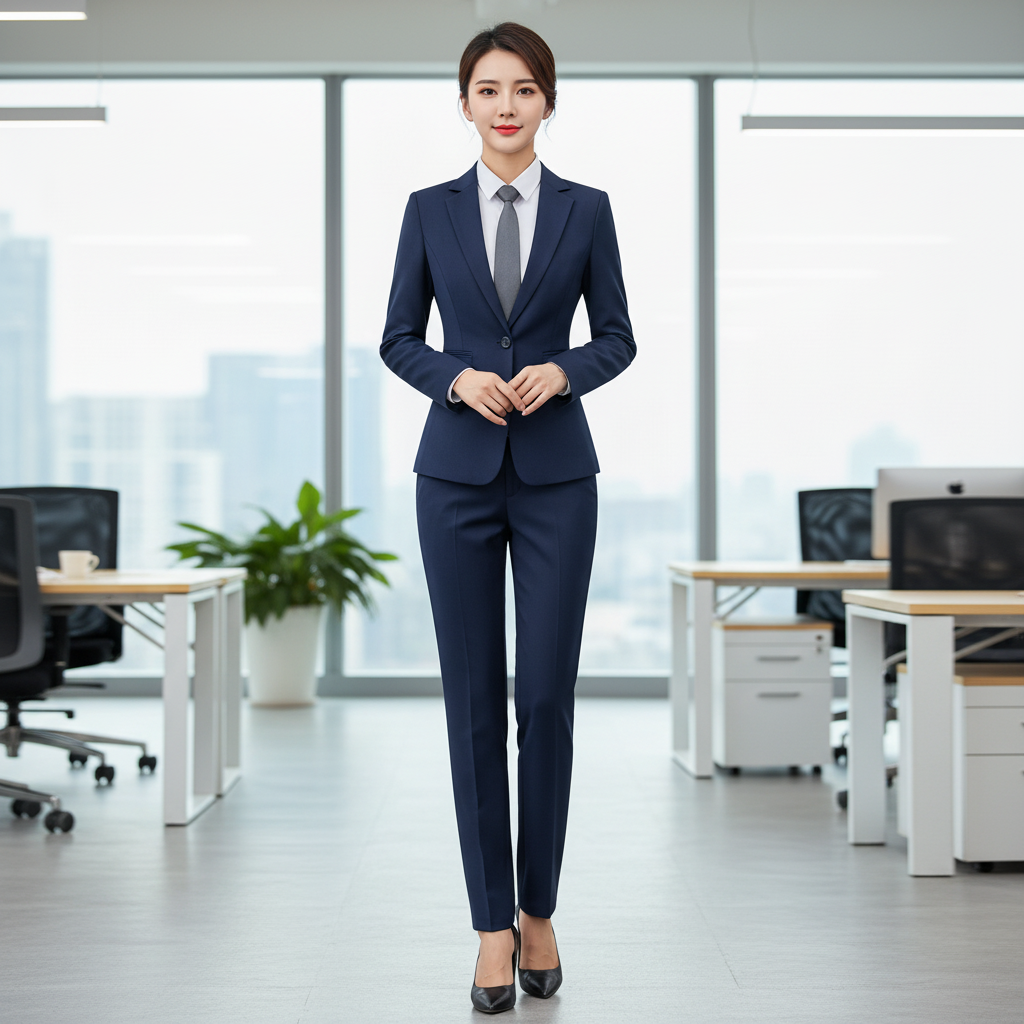 盯著女西裝長褲套裝 | 專業修身商務西裝套裝 | 透氣抗皺 | 展現優雅幹練職場形象 1