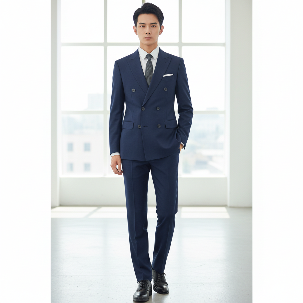設計商務男裝西裝套裝 | 香港高級海軍藍雙排扣西裝訂造 | 展現專業自信與非凡品味 1