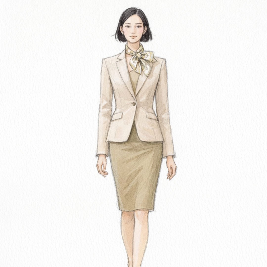 女西裝套裝制服設計 | 一站式制服訂造服務 | 免費設計諮詢 | 米色女裝商務套裝 1