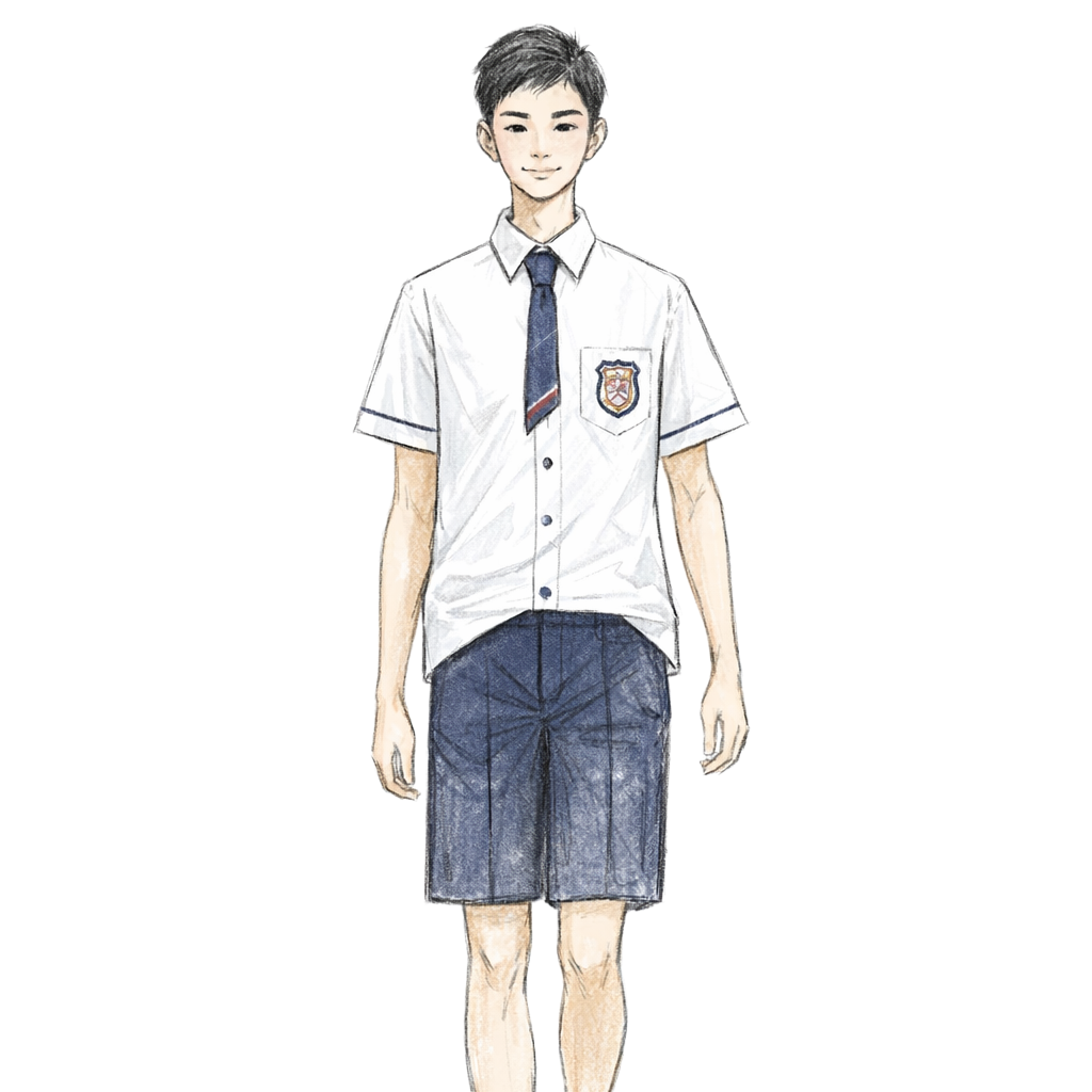 透氣舒適夏季校服套裝 | 經典白襯衫配海軍藍短褲 | 香港學生制服訂造首選 2
