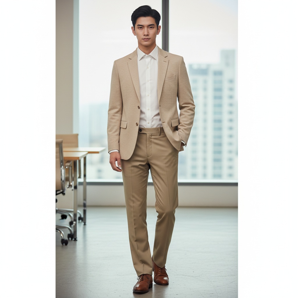 商務休閒米色西裝套裝 | 輕盈透氣 | 專業時尚 | 展現企業優雅形象 1