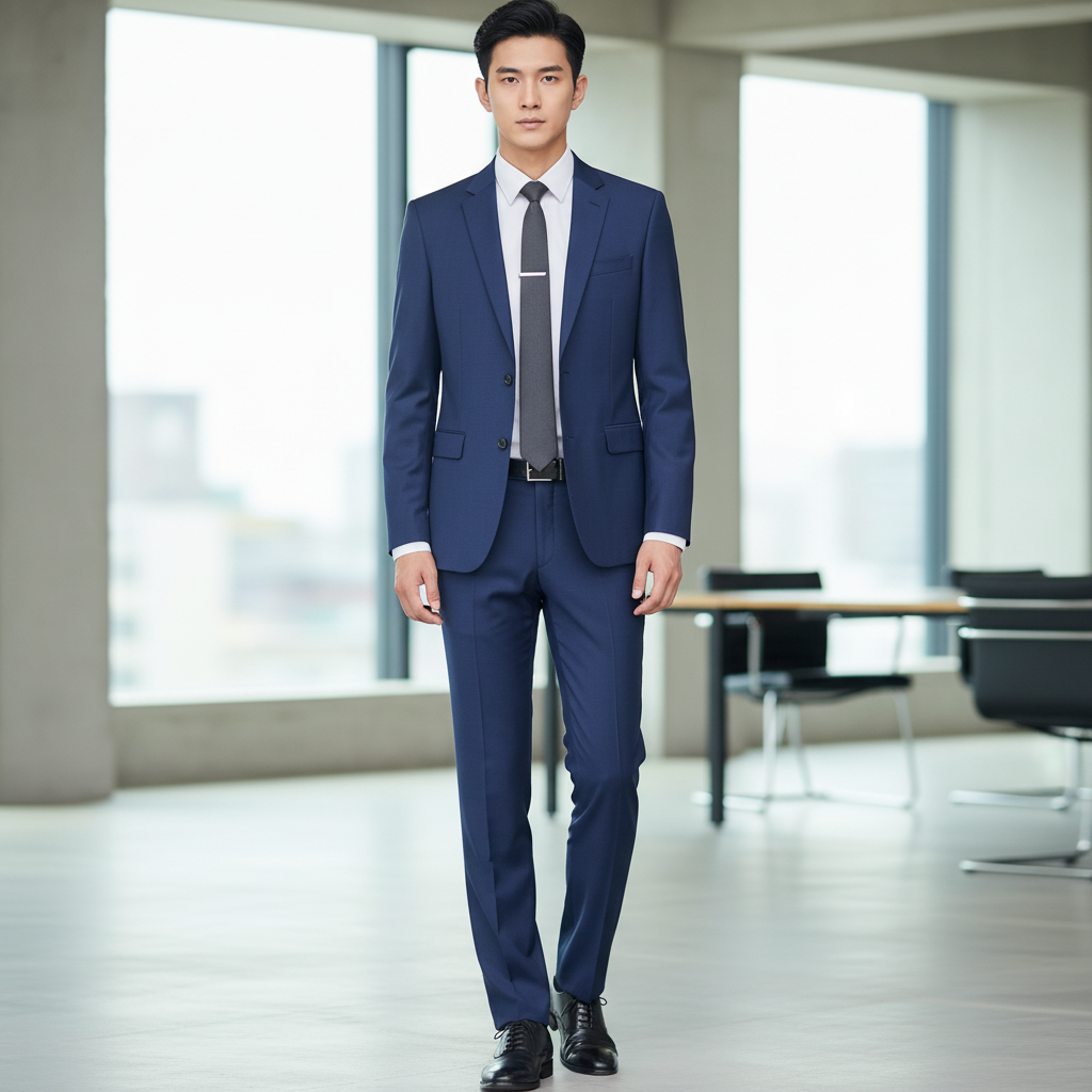訂製男裝商務西裝套裝 | 藍色修身公司制服西裝 | 展現專業與自信 | 團體西裝設計 1