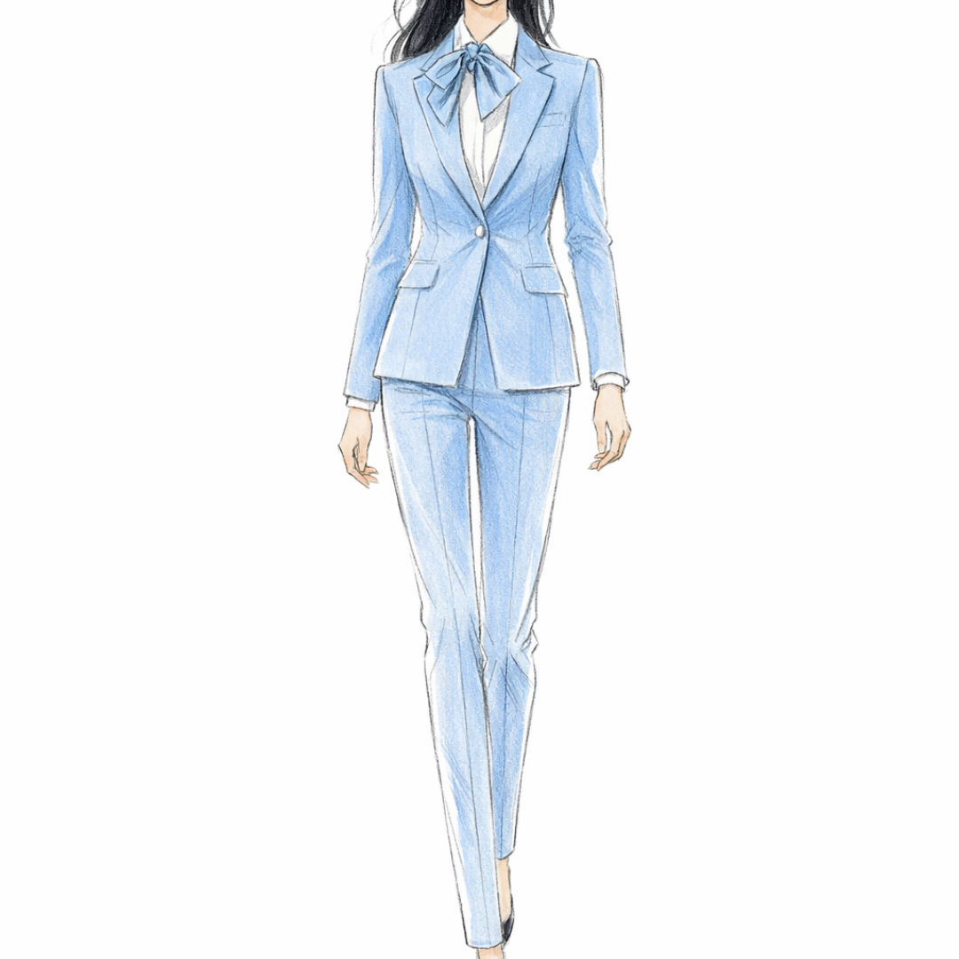 設計女裝西裝套裝 | 專業典雅淺藍西裝套裝 | 透氣抗皺 | 展現自信職場魅力 2