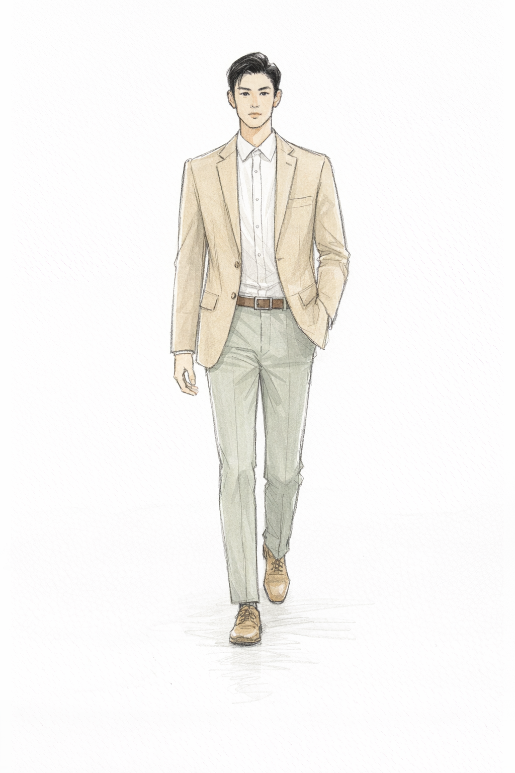 設計男裝杏色西裝外套 | 時尚綠色西裝褲 | 輕奢商務休閒西裝套裝 | 透氣舒適 | 展現專業時尚 2