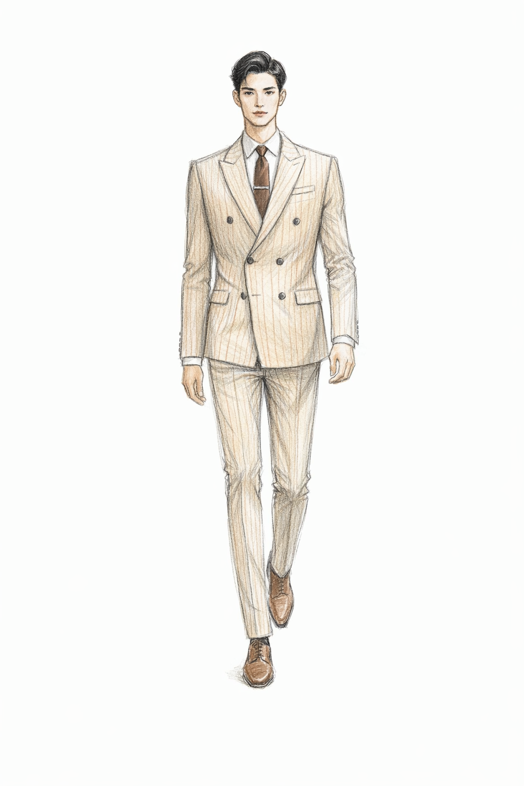 訂製男裝西裝套裝 | 米色條紋雙排扣西裝 | 展現專業與時尚 | 商務西裝 | 企業西裝設計 2