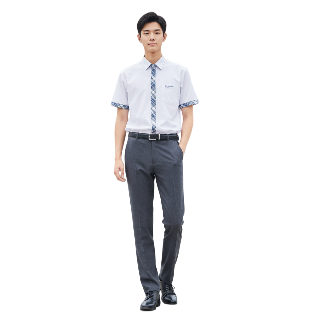 設計透氣舒適校服訂造 | 時尚格紋短袖襯衫配修身西褲 | 展現學生專業活力 1
