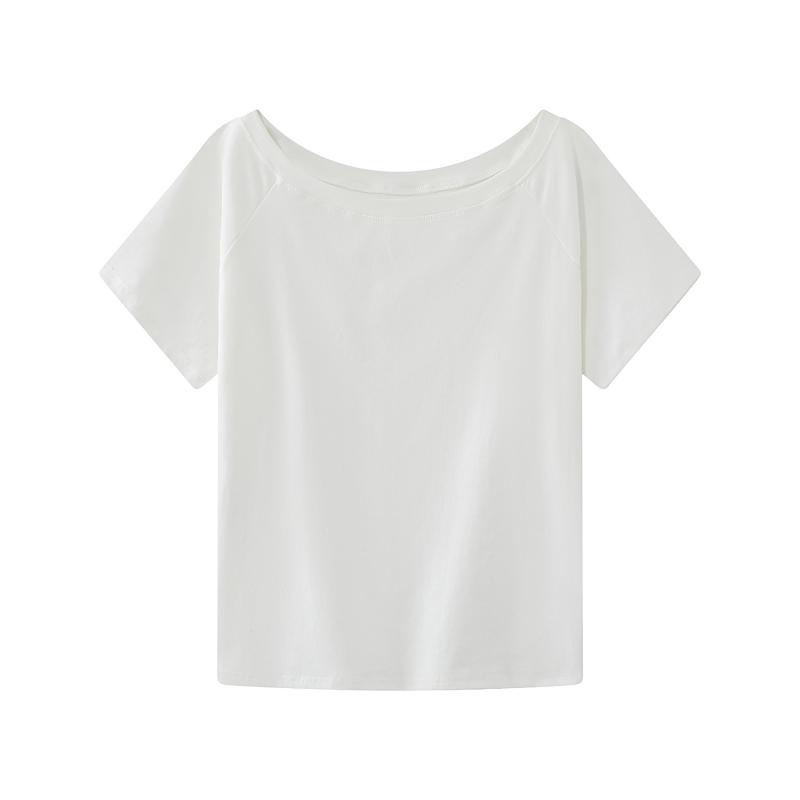 簡約百搭純棉一字領T恤：舒適透氣，展現優雅肩線 - iGift 香港女士服裝