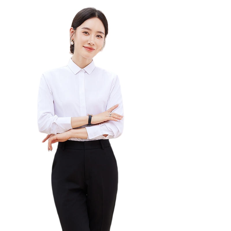 清爽桑蠶絲白色女士長袖恤衫：專業、舒適、多功能商務制服首選 - iGift 香港女士服裝