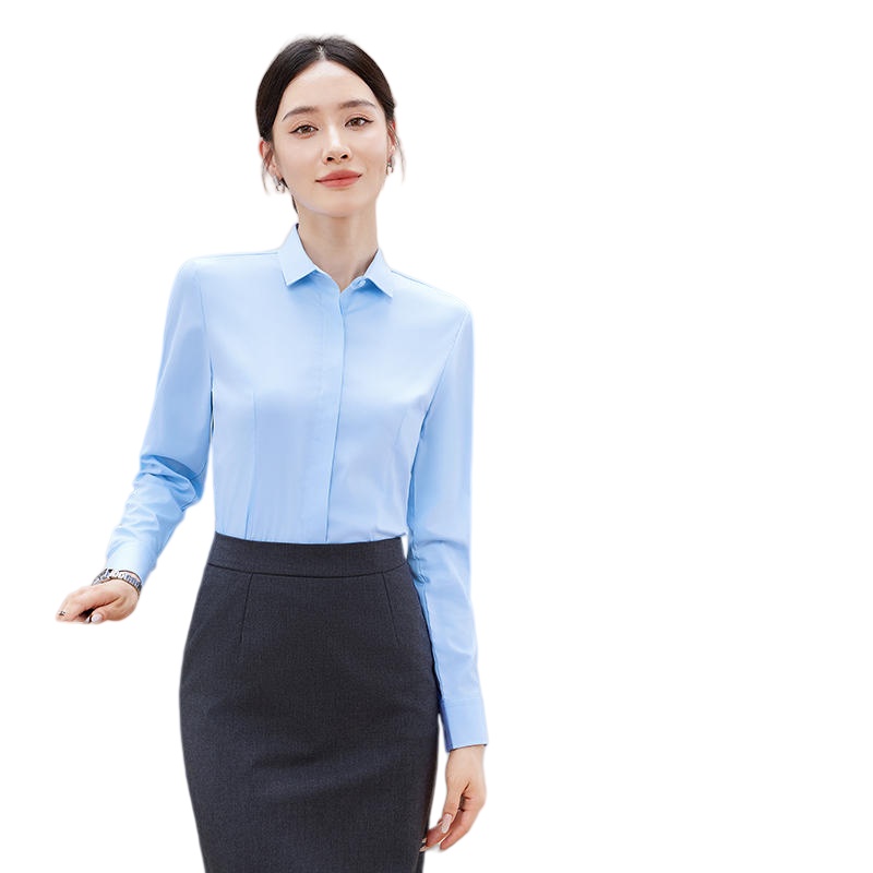 清爽桑蠶絲混紡長袖恤衫，展現專業優雅，打造多元職場風格 - iGift 香港女士服裝