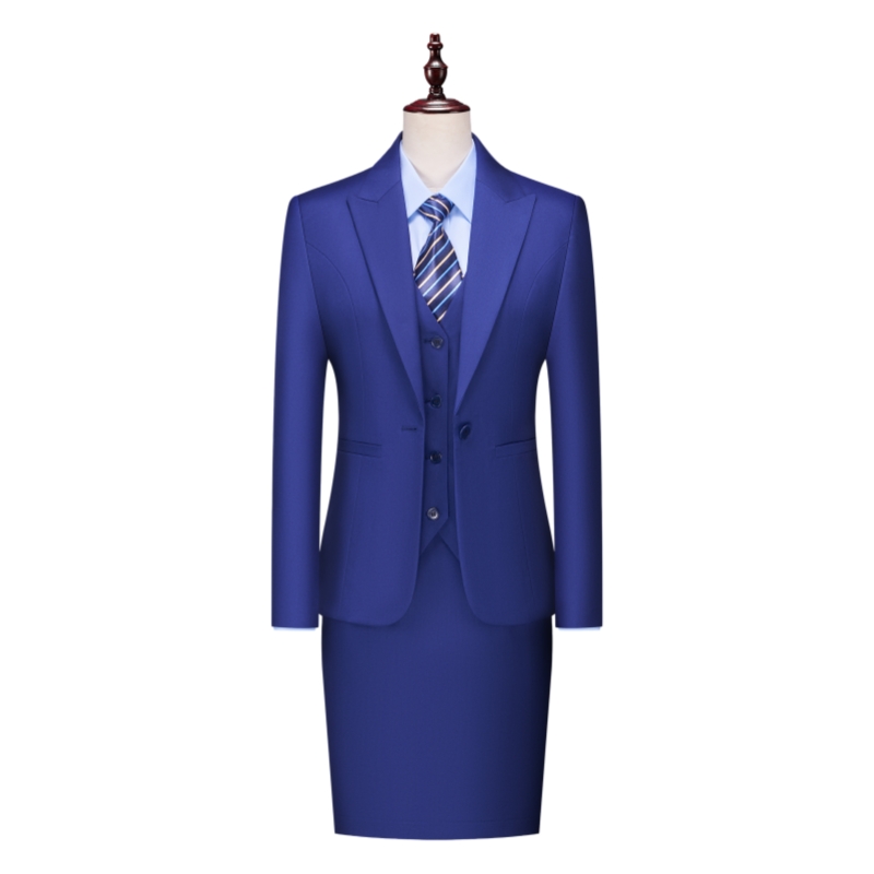 專業訂製寶藍色修身女士西裝套裝，優雅剪裁，商務休閒皆宜 - iGift 香港女士服裝
