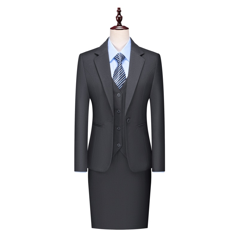 商務精英之選：深灰一粒扣修身西服套裝，展現專業自信與優雅 - iGift 香港女士服裝