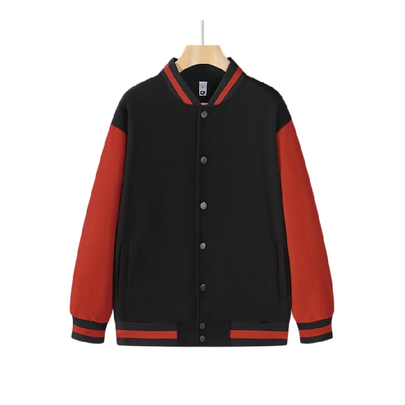 香港風褸訂造黑紅拼色棒球服 潮流情侶團體制服 舒適透氣
