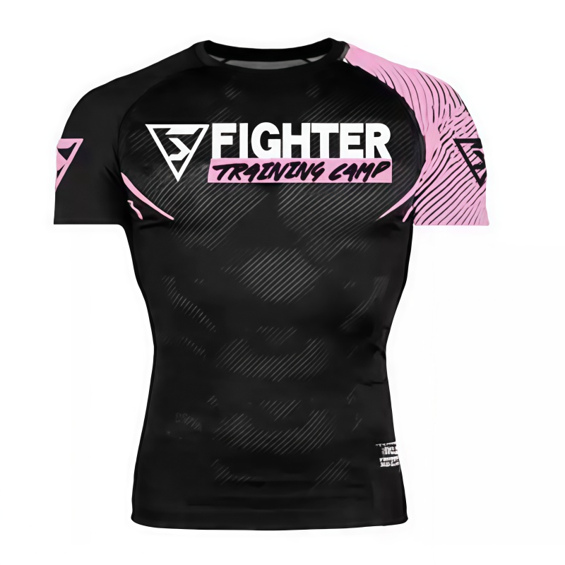 黑粉色 Fighter Training Camp 專業訓練短袖緊身衣防磨衣