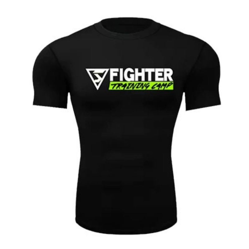 Fighter Training Camp 黑白綠短袖緊身訓練衫 泰拳服訂造款式