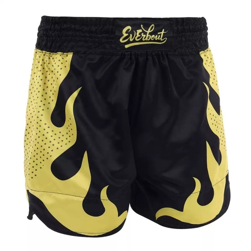 Black Gold Flame Style Custom Muay Thai Shorts Product Image