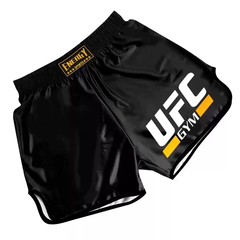 香港泰拳褲訂造黑金 UFC Gym 格鬥短褲產品圖