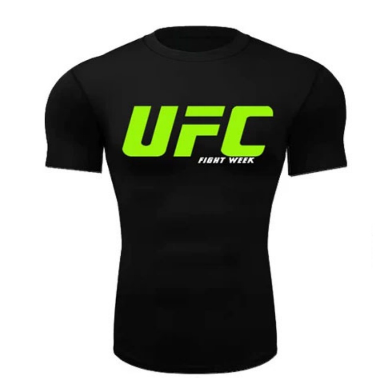 UFC Fight Week 黑色螢光綠標誌專業訓練短袖T恤